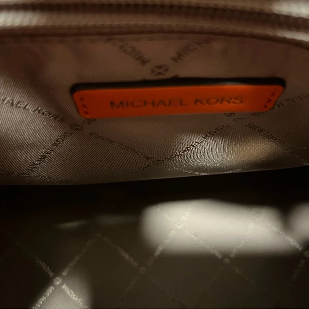 Michael Kors Orange Leather Satchel with Gold-Tone Hardware
